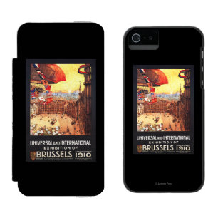 博覧会の世界の国旗が付いているLebaudyの飛行船 iPhone SE/5/5sウォレットケース