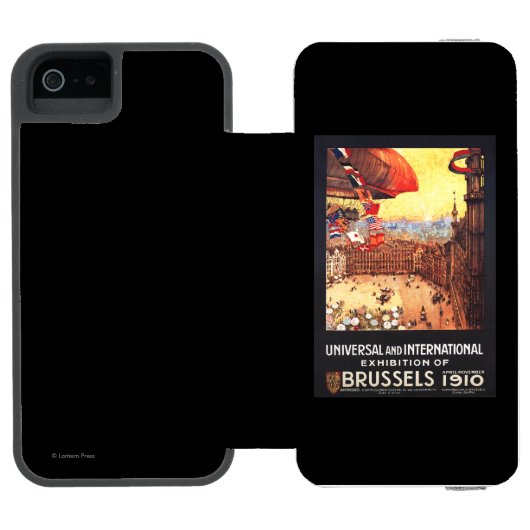 博覧会の世界の国旗が付いているLebaudyの飛行船 Incipio iPhoneウォレットケース (フォリオオープン)