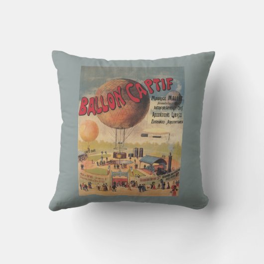 博覧会ポスターの捕虜気球の乗車 クッション (裏面)