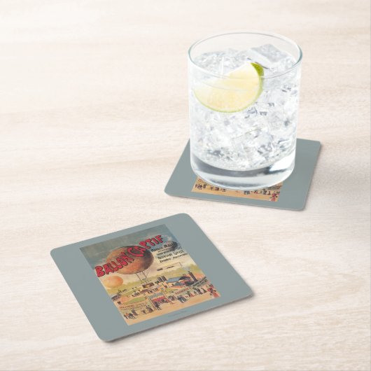 博覧会ポスターの捕虜気球の乗車 スクエアペーパーコースター (インサイチュ)