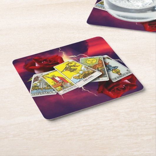 占いカードのコースター スクエアペーパーコースター (アングル)