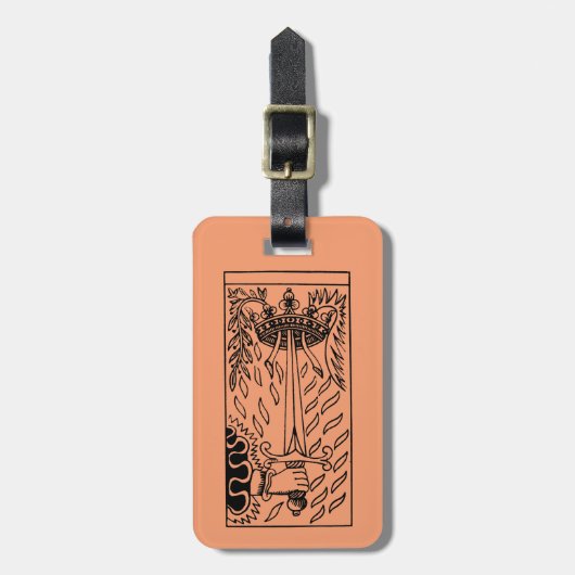 占いカード: 剣のエース ラゲッジタグ (正面縦)