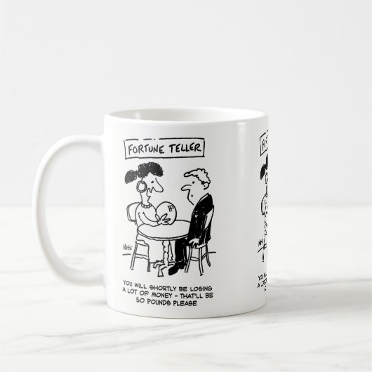 占い師が赤字を予測 コーヒーマグカップ (左)