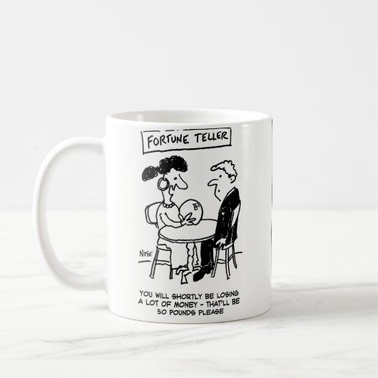 占い師が金融損失を予測する。おもしろい コーヒーマグカップ (左)