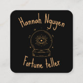 占い師のクリスタルボールブラックサンドサイキック スクエア名刺 (正面)