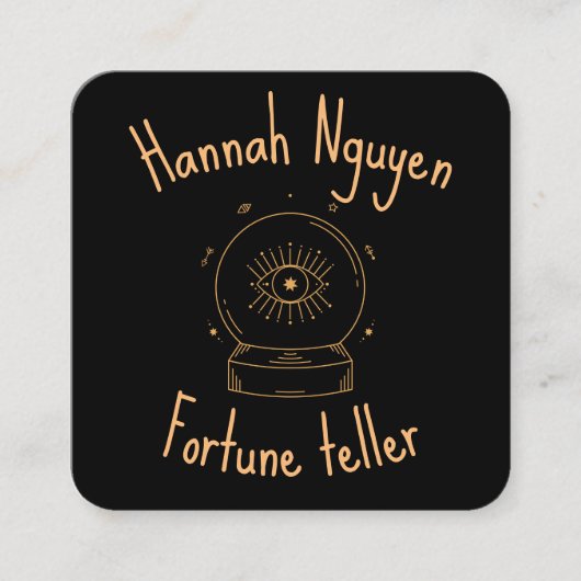 占い師のクリスタルボールブラックサンドサイキック スクエア名刺 (正面)