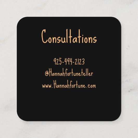 占い師のクリスタルボールブラックサンドサイキック スクエア名刺 (裏面)
