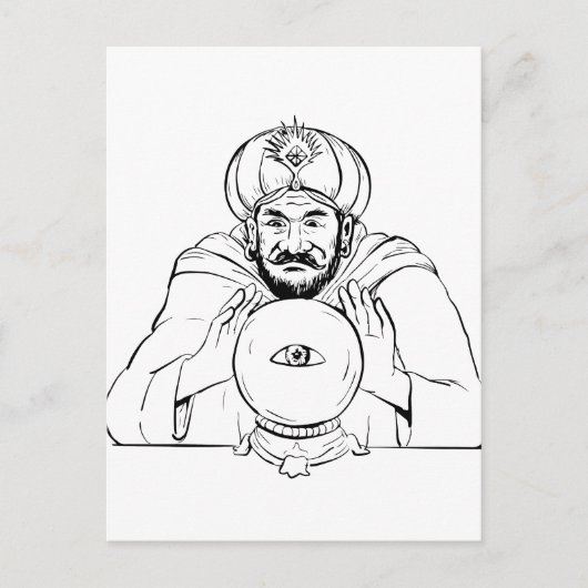 占い師のクリスタル・ボールのスケッチ ポストカード (正面)