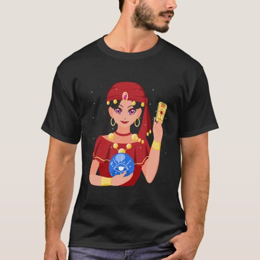 占い師カードリーダー超自然的クリスタルギャザーC Tシャツ (正面)