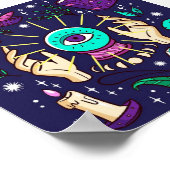 占い師ジプシーのクリスタルボールパープル ポスター (角)