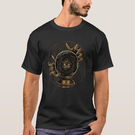 占い師ジプシーイルミナティクリスタルボールオクル Tシャツ (正面)