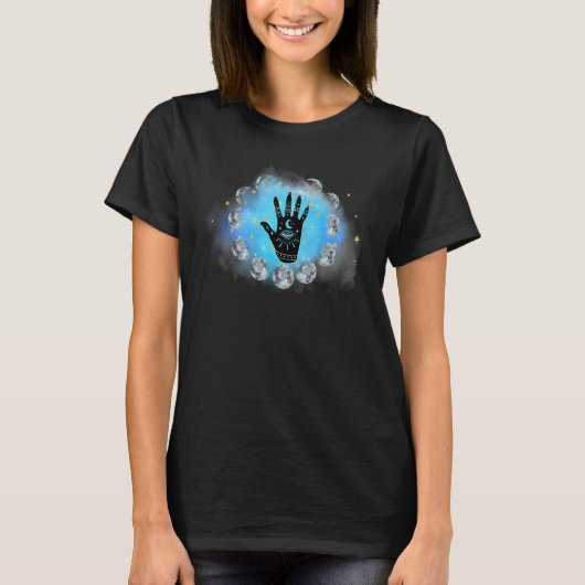 占い師デザイン占星術月の満ち欠けN Tシャツ (正面)