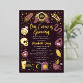 占い師未来ウィッチー女の子の赤ちゃんシャワー 箔招待状 (立ち正面)