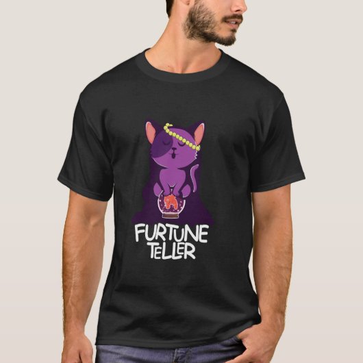 占い師猫の飼い主 Tシャツ (正面)