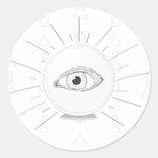 占い師 未来予知者 神秘的な水晶玉 ラウンドシール (正面)