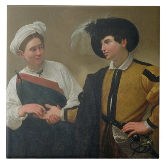 占い師(La Buonaベントゥーラ)、c.1594 タイル (正面)