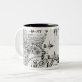 占められるラロシェルを説明する地図 ツートーンマグカップ (正面左)