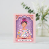 占カラフル師タロット図解入りの、写真付きの誕生日 ポストカード (スタンド正面)