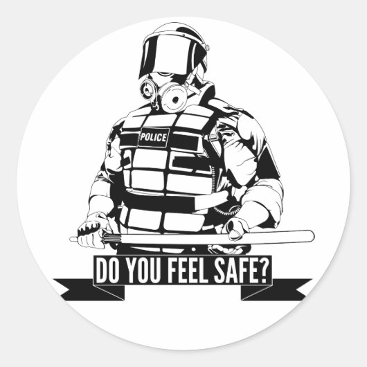 占拠ストップ運動のための警察の残虐行為アート ラウンドシール (正面)