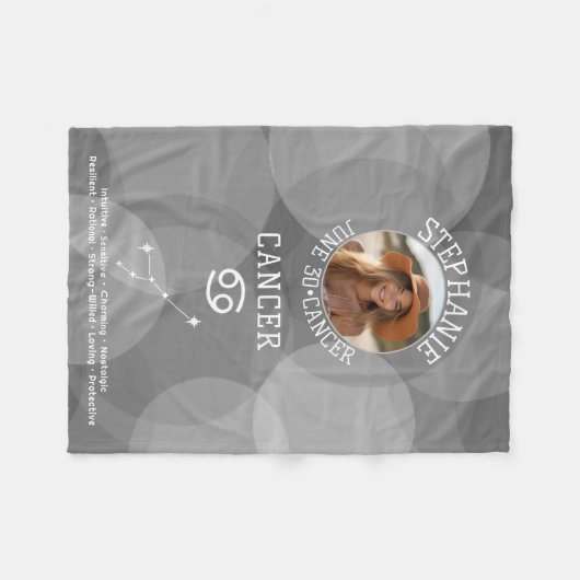 占星術がん〔占星術の〕十二宮図サイン写真カスタム誕生日 フリースブランケット (正面(横))