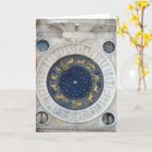 占星術のな時計、広場サンMarco、ベニス カード (黄色い花)