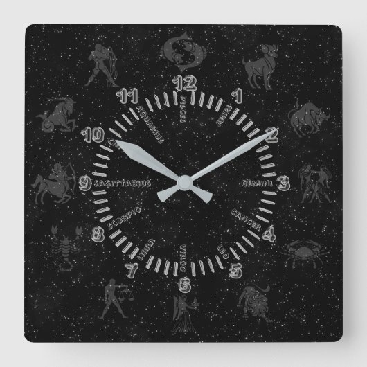 占星術のシンボルや象徴 スクエア壁時計 (正面)