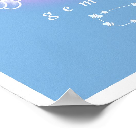 占星術のポスターと誕生の花 – Gemini ポスター (角)