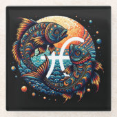 占星術の占星術サインピセス〔占星術の〕十二宮図 ガラスコースター (正面)