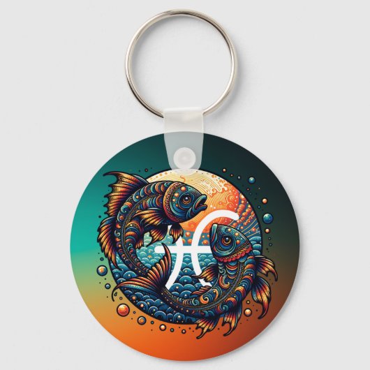 占星術の占星術サインピセス〔占星術の〕十二宮図 キーホルダー (正面)