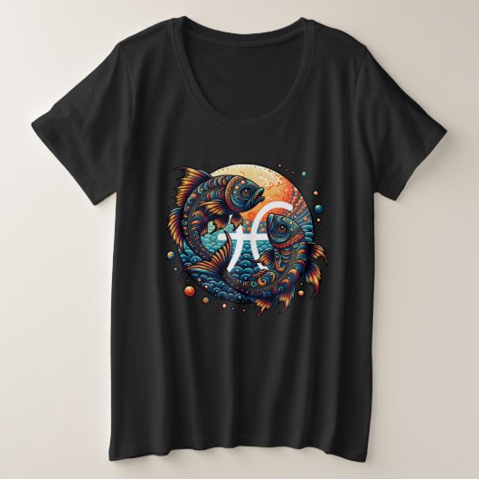 占星術の占星術サインピセス〔占星術の〕十二宮図 プラスサイズTシャツ (デザイン正面)