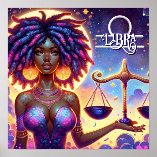 占星術の占星術サインリブラ〔占星術の〕十二宮図 ポスター (正面)