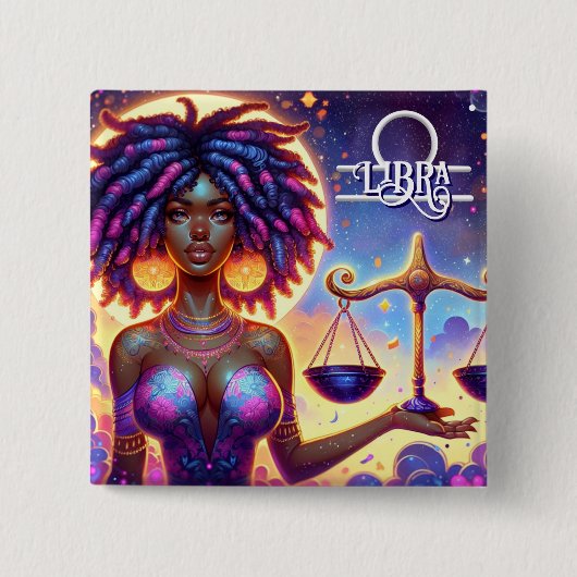 占星術の占星術サインリブラ〔占星術の〕十二宮図 缶バッジ (正面)