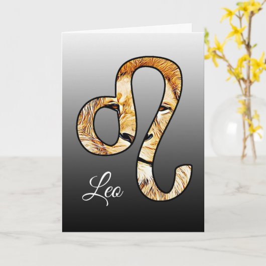 占星術の印のレオのバースデー・カード カード (黄色い花)