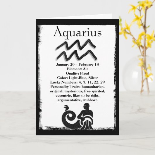 占星術の星座 水瓶座 ホロスコープ 十二星座 カード (黄色い花)