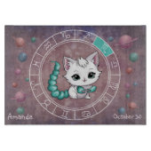 占星術の蠍座かわいい猫〔占星術の〕十二宮図ホイールプラネット カッティングボード (正面)
