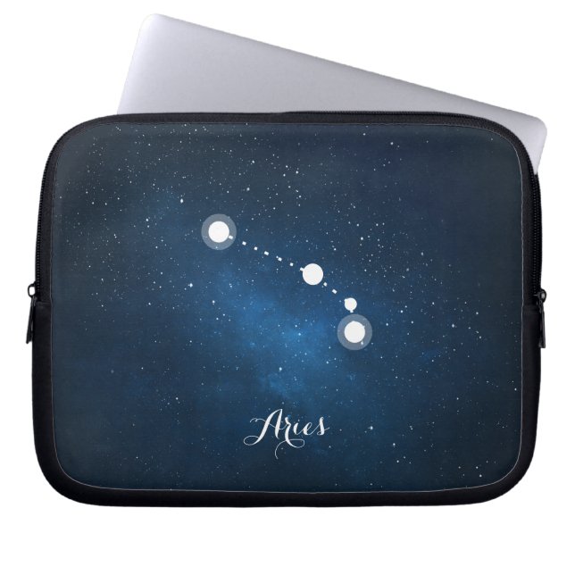 占星術の青い星雲の牡羊座の(占星術の)十二宮図の印 ラップトップスリーブ (正面)