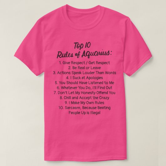 〔占星術の〕十二宮図おもしろいのトップ10のルールAquarius2582 Tシャツ (デザイン正面)