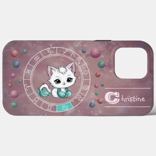 〔占星術の〕十二宮図がん可愛いキャットホイール星占い Case-Mate iPhoneケース (裏面 (横))