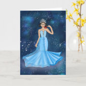 〔占星術の〕十二宮図がん女神イラストレーション誕生日 カード (黄色い花)