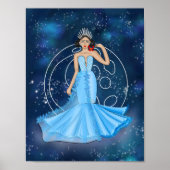 〔占星術の〕十二宮図がん女神ムーンイラストレーション ポスター (正面)