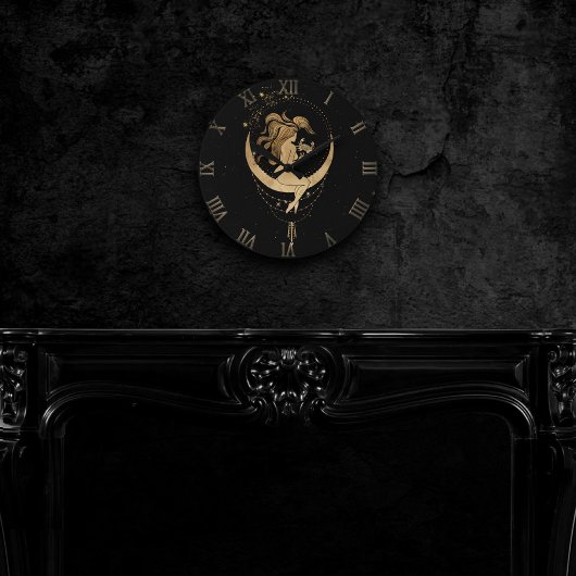 〔占星術の〕十二宮図がん |宇宙金ゴールドと黒星占星術La ラウンド壁時計