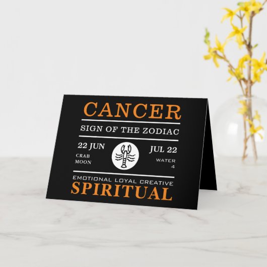 〔占星術の〕十二宮図のがん占星術の徴候 カード (黄色い花)