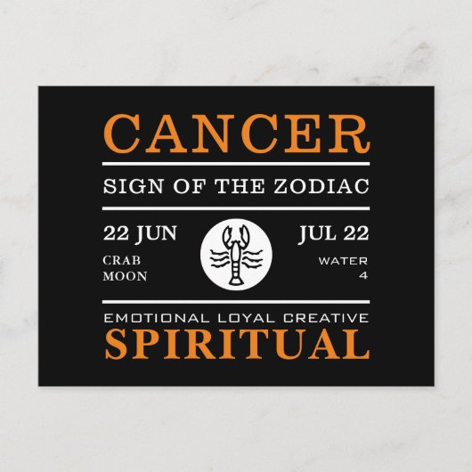 〔占星術の〕十二宮図のがん占星術の徴候 ポストカード (正面)