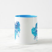 (占星術の)十二宮図のアクエリアスの青い水彩画の金ゴールドの星 マグカップ (中央)