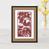 (占星術の)十二宮図のオンドリのPapercut中国のな場面 カード (黄色い花)