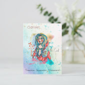 〔占星術の〕十二宮図のサインお洒落ガールシンボリックカニ ポストカード (スタンド正面)