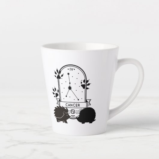 〔占星術の〕十二宮図のサインとマッチするペット。癌 – Hedgehog.w カフェラテマグ (右)