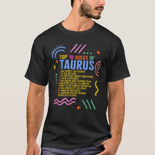 〔占星術の〕十二宮図のサイントップ10ルールTaurus Sunflower Astro Tシャツ (正面)