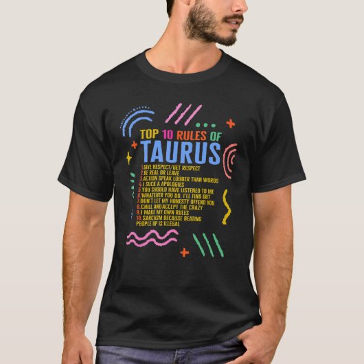 〔占星術の〕十二宮図のサイントップ10ルールTaurus Sunflower Astro Tシャツ (正面)