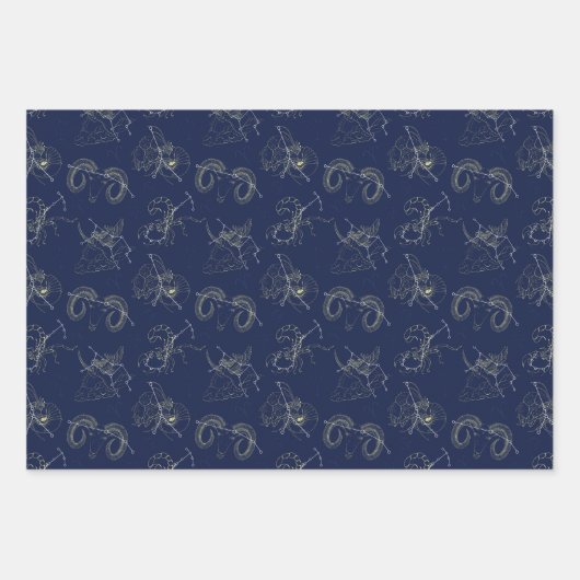 〔占星術の〕十二宮図のシンボルや象徴星、星座 ラッピングペーパーシート (正面3)